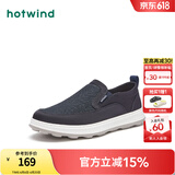 热风（Hotwind）【商场同款】春季新款男士时尚休闲鞋一脚套厚底圆头百搭日常布鞋 06兰色 41 255mm