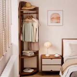 家逸转角衣帽架落地衣架实木挂衣服卧室创意转角挂衣架床头墙角置物架