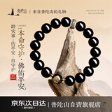 普陀山天然黑曜石手串925银转运珠本命佛护身礼物 10mm【鸡不动明王】