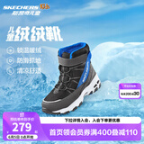 Skechers斯凯奇儿童绒绒靴雪地靴保暖男童棉鞋防寒加绒高帮女童靴660092L 男童/黑色/蓝色/BKBL 27.5