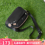 莱夫帆布休闲时尚小花单肩包包女包 简约斜挎包母亲节礼物 大号经典黑-可放9.7英寸ipad