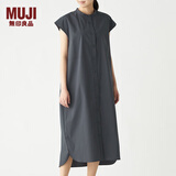 无印良品 MUJI 女式 棉混弹力 法国袖连衣裙 BCL14A0S 炭灰色 L