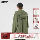 BJHG不计后果春秋简约刺绣加绒开衫连帽卫衣男潮牌欧美风宽松情侣外套 军绿色 L