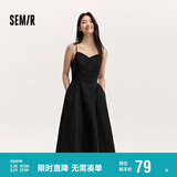森马连衣裙女显瘦V领吊带裙年收腰裙子礼服简约长裙107424114025