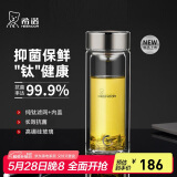 希诺双层玻璃杯抗菌隔热高档车载水杯男2025新款钛杯泡茶杯子XN-9102K