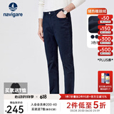 Navigare意大利小帆船休闲裤男士冬季高弹力裤子舒适保暖抗菌直筒长裤男 藏青 码 32