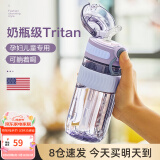 cica吸管杯成人孕妇水杯女塑料带刻度儿童直饮壶学生杯子躺着喝水夏季 紫500ml-吸管款-产妇孕妇推荐