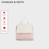 CHARLES&KEITH时尚拼色编织双肩背包女生日礼物CK11-60782356 粉红色Pink R