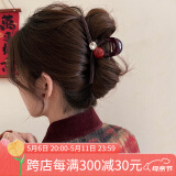 向晚红珠水钻抓夹女高级感大号鲨鱼夹后脑勺发夹女生日礼物 红珠款