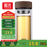 富光 男女士双层玻璃杯 高硼硅玻璃304茶隔水杯子 带茶隔泡茶杯500ml