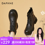 达芙妮（DAPHNE）小短靴女马丁靴英伦风厚底秋冬季2023新款秋季单靴百搭复古六孔 黑色 35 标准码