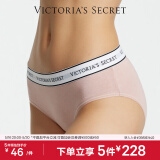 维多利亚的秘密（Victoria's Secret）何穗同款 夏季棉质舒适内裤logo腰带低腰女三角裤简约红色 3SOH裸粉色-6819 1条 XS