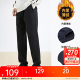 安踏（ANTA）加绒男裤休闲运动裤春季卫裤男保暖口袋简约跑步运动长裤子 拉链口袋平口-基础黑5N-1 XL