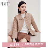 菲妮迪（FINITY）品牌棉衣棉服秋季简约卡其保暖轻薄通勤外套 卡其色 S