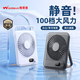 维蒂索【静音无噪】智能数显桌面风扇办公室小风扇充电长续航小型便携学生宿舍台面USB小风扇办公室 【冰川白】续航48h+100档静音调节*风大超静音