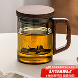 忆壶茶（YIHUTEA） 泡茶杯茶水分离玻璃杯办公室茶道喝茶杯子男士个人专用高档水杯 【轻奢黑】加厚泡茶杯
