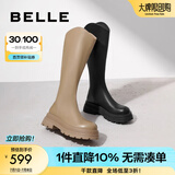 百丽（Belle）周雨彤白鹿同款显瘦小V靴长筒靴女商场同款弹力靴A1V1DDG3 【明星同款】黑仙草 39 (245mm)