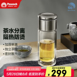 孔雀（Peacock）双层玻璃杯茶水分离杯子大容量泡茶杯便携高档透明水杯PCB-B03