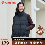 坦博尔羽绒服马甲女立领宽松外搭短款羽绒背心外套TD236006 黑色 170