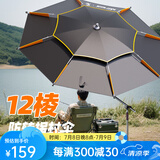 佳钓尼（JIADIAONI）伏魔钓鱼伞遮阳伞万向防雨防紫外线防晒防风钓伞加厚加固户外雨伞 2.2米 伏魔拐杖伞新升级UPF2000+ 防暴雨抗大风
