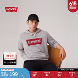 Levi's【特价来袭】李维斯情侣同款经典宽松休闲logo套头连帽卫衣 灰色 19622-0008 M