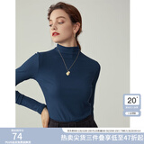 范思蓝恩范思蓝恩204303半高领打底衫女秋冬百搭修身针织上衣紧身内搭毛衣 深蓝色 S