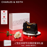 CHARLES&KEITH中号kerry邮差包单肩包斜挎包包女包生日520礼物CK2-80782515 Black黑色 中包
