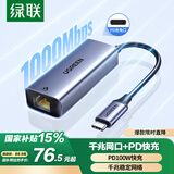 绿联 Type-C千兆有线网卡 RJ45网口转换器 适用苹果16 MacBook华为笔记本电脑直播外置网卡 带PD充电