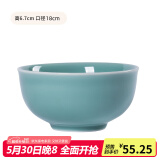 龙泉青瓷米饭碗陶瓷新款创意中式餐具家用加厚吃饭碗大号面汤碗喝粥碗小碗 7英寸天青碗