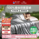 富安娜蚕丝被子100%蚕丝夏凉被A类抑菌空调被双人夏季薄被芯203×229cm