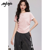 MJ STYLE抽褶正肩短袖T恤女2025年夏季紧身收腰显瘦辣妹风小个子短款上衣