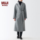 无印良品（MUJI）女式 羊毛混 长款大衣 毛呢外套女款秋季 BDA15A2A 炭灰色 XL 165/92A