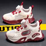 安鞋踏品牌断码鞋女童鞋2026春夏季新款儿童运动鞋女孩透气防滑软底鞋 酒红单网 35 码 内长22.5CM