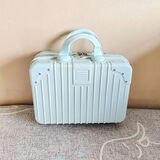 袋鼠迷你手提箱14英寸化妆箱礼品伴手礼箱子行李箱收纳箱旅行手提箱 复古化妆包-天蓝
