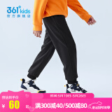 361°儿童春秋薄款长裤男童卫裤运动长裤女童秋冬保暖中大童休闲长 经典黑-男童1501【加绒】 160