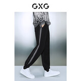 GXG 男装 黑色肌理绒感宽松束脚休闲裤男士 23年冬季 黑色 170/M