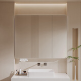 也皇 加高88cm全封对开门太空铝浴室镜柜卫生间挂墙镜柜化妆镜柜单镜 80×88cm全封对开门白普通