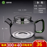 锦格玻璃茶壶泡茶壶侧把茶壶功夫茶具耐高温加厚茶壶过滤耐热全玻璃壶 玻璃小壶H21绿中号：250ML