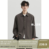 伯爵卓尔【不易皱好打理】衬衫男士垂感休闲通勤2025春夏廓形衬衣男 暴雨灰 （长袖款） L (175)