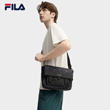 FILA【黑武士】斐乐官方男包斜挎包老花轻便防泼水挎包复古老花单肩包 正黑色-BK XS