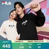 FILA 斐乐官方情侣款连帽卫衣秋季新款纯棉宽松针织长袖上衣加绒 正黑色-BK M