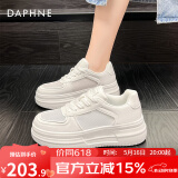 达芙妮官方小白鞋女2025年春秋爆款女鞋透气百搭运动休闲女鞋厚底板鞋女 白色夏款【网面透气 跟高5cm】 40