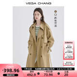 VEGA CHANG风衣女中长款2025春秋季新款韩版收腰经典时尚外套ins潮 鹭茶色 L