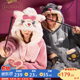 果壳（Gukoo）睡袍情侣睡衣秋冬玛丽猫秋冬新款珊瑚绒浴袍男家居服D 玛丽猫女睡袍 L