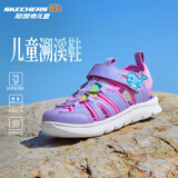 Skechers斯凯奇夏季童鞋女童凉鞋包头护脚透气魔术贴沙滩鞋公主鞋302721L