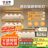 公牛（BULL）感应猫眼橱柜灯磁吸充电山丘光效展柜玄关氛围小夜灯 黑60cm三色