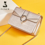 金狐狸（FOXER）牛皮女士包包女包大容量单肩包斜挎包链条小方包轻奢女友生日礼物