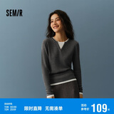 森马（Semir）森马毛衣女短款假两件含羊毛针织衫24冬新款保暖内搭109724107015