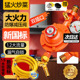 法力威液化气减压阀煤气罐防爆家用燃气灶低压阀门新国标0.6安全阀商用 【双嘴】1.2带表+1.5米管（2根）