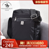 圣大保罗单肩包男士斜挎包休闲牛津布包大容量商务多功能轻便男包时尚出游 竖款黑色大号【22.5*8.5*27cm】